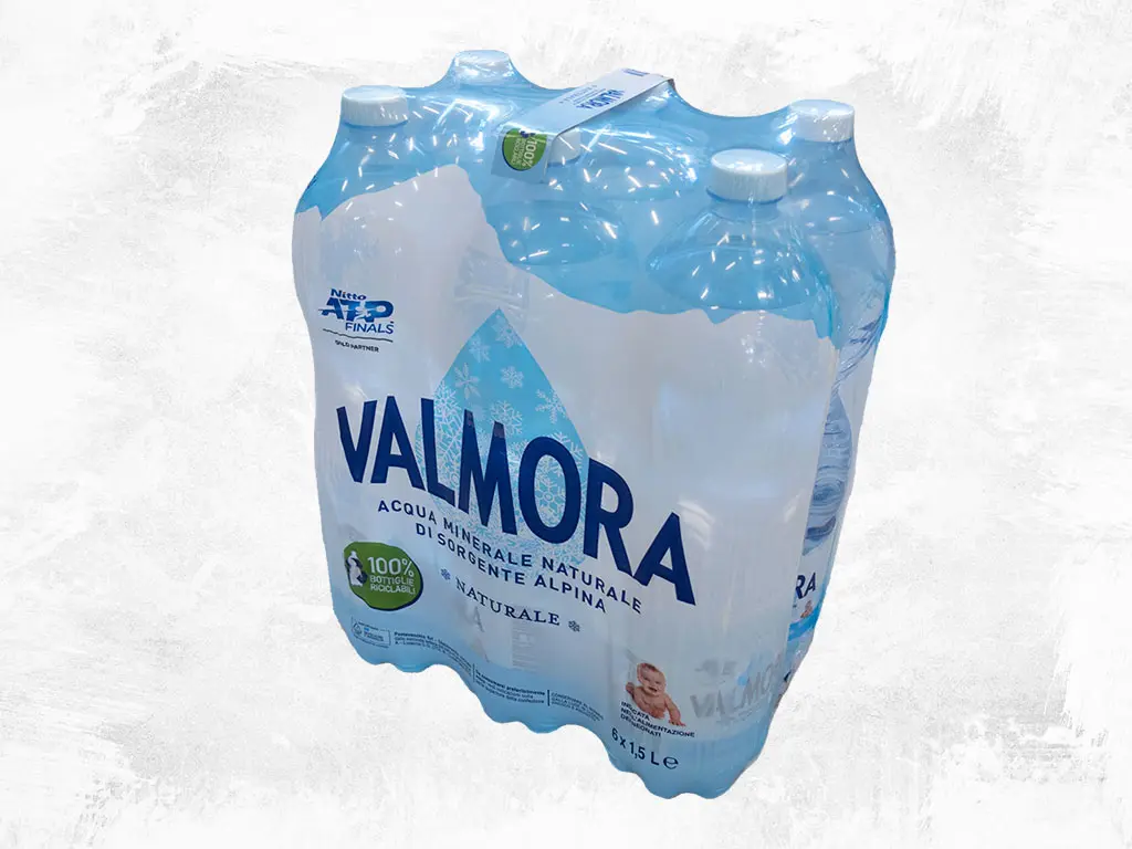 Confezione Valmora da 6 bottiglie (3x2) con maniglia per il trasporto
