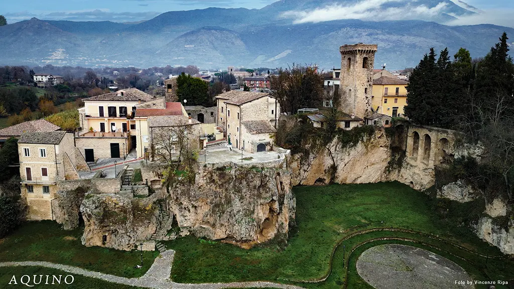 Medieval Village of Aquino, Birthplace of Decimo Srl. Medieval village of Aquino, birthplace of Decimo Srl, a leading Italian company in packaging automation.