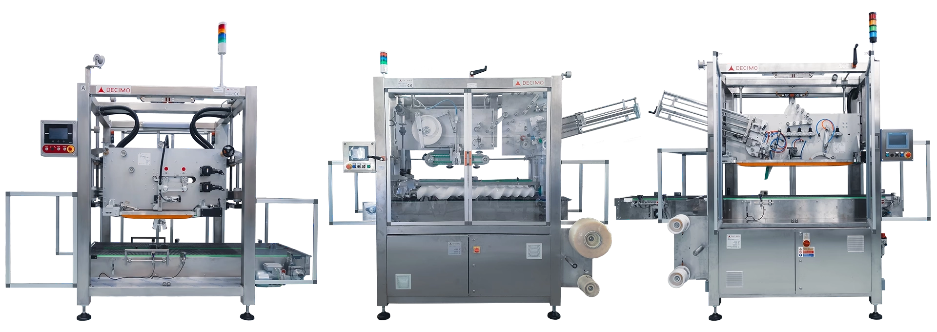 Manigliatrici Decimo: Soluzioni Complete per Ogni Esigenza Gamma di manigliatrici automatiche Decimo: modello elettronico XHE, pneumatico XHP e meccanico XHM per l'applicazione di maniglie su diversi tipi di imballaggi.