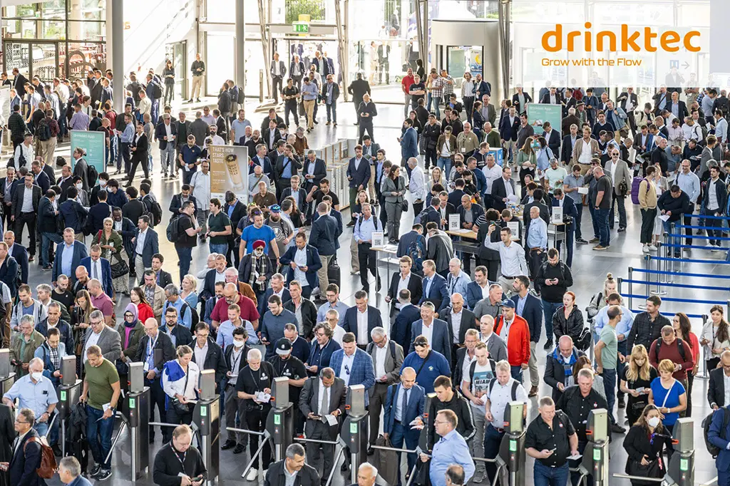 Drinktec 2022 – High attendance of beverage and packaging professionals Entrance of visitors at Drinktec 2022 – International event for the beverage and packaging industry