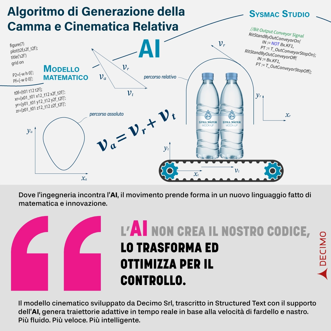 Algoritmo camme XHE – Decimo Srl Algoritmo di generazione camme per la manigliatrice XHE: combinazione di modello matematico, AI e Sysmac Studio